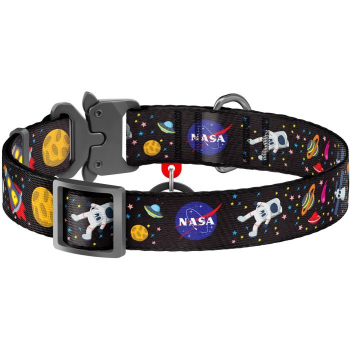 Ошейник для животных WAUDOG Nylon с QR паспортом NASA металлическая пряжка-фастекс S (5119) изображение 2