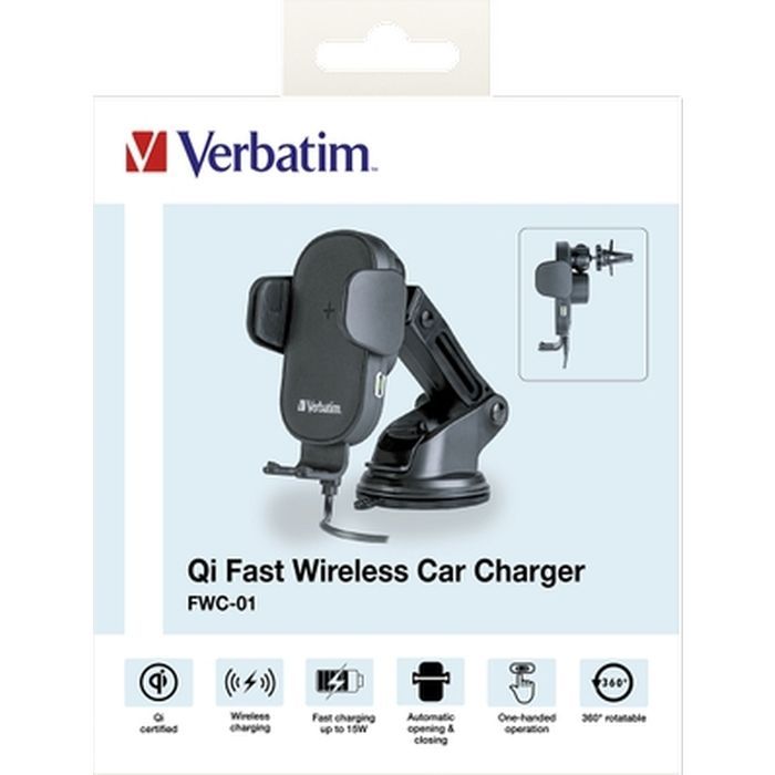 Универсальный автодержатель Verbatim FWC-01 with Qi Fast Wireless Car Charger (49552) изображение 11