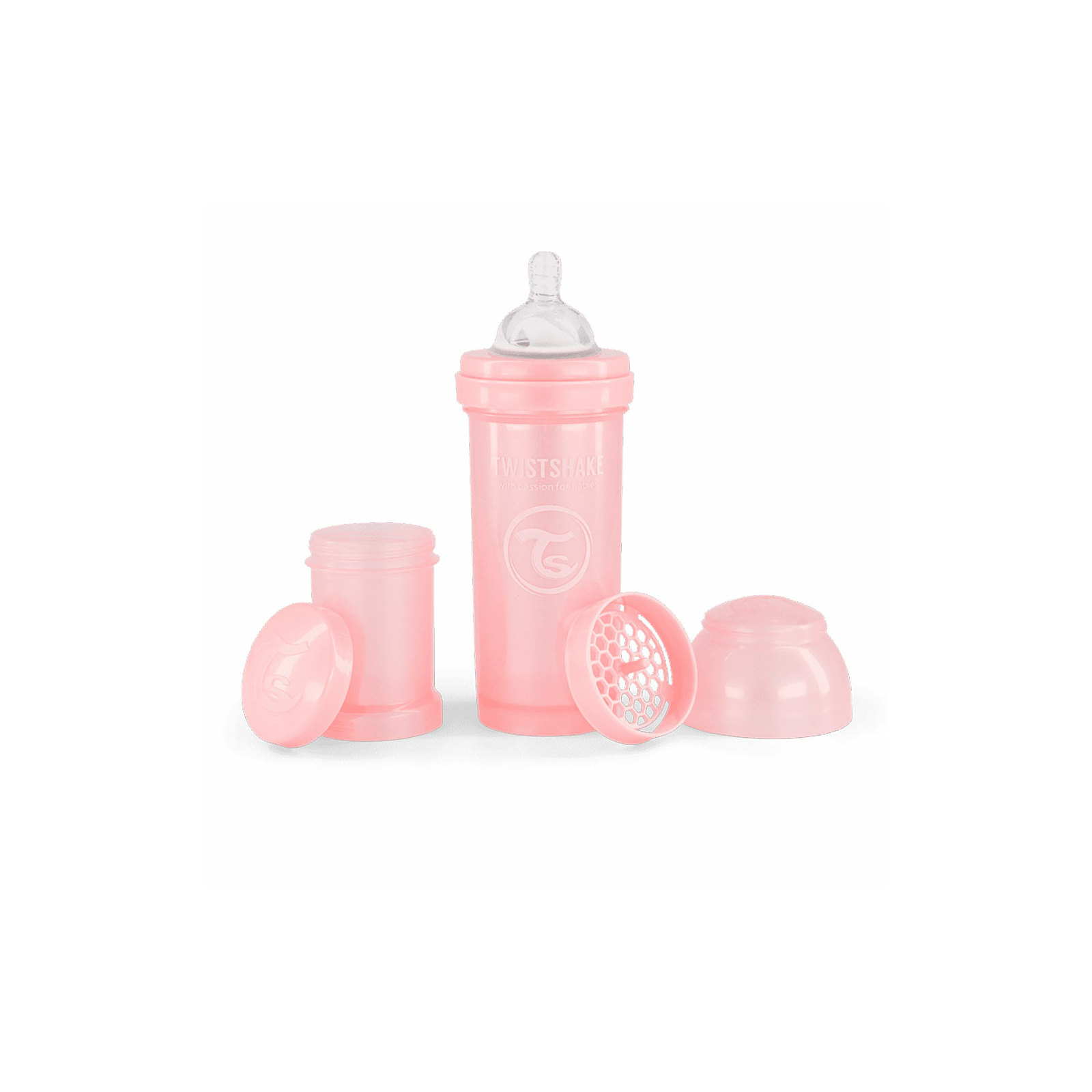 Пляшечка для годування Twistshake Pearl Pink 260 мл, антиколікова, силіконова (78380)