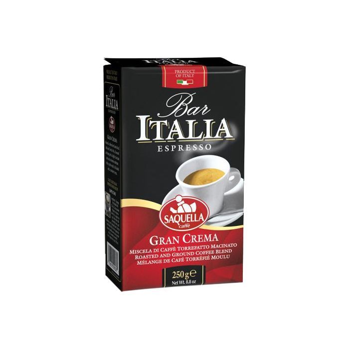 Кофе SAQUELLA Bar Italia Gran Crema молотый 250 г (вакуум) (8002650001361)