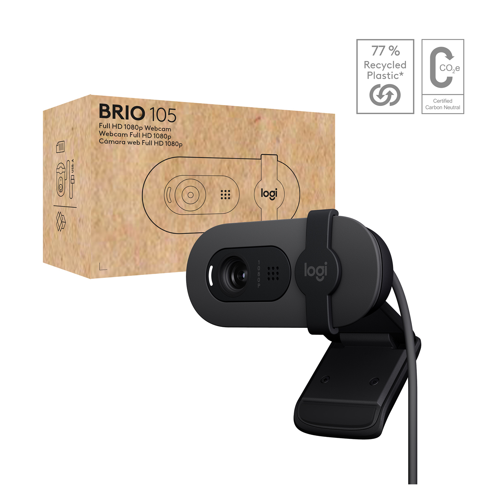 Веб-камера Logitech Brio 105 Full HD 1080p Graphite (960-001592) зображення 7