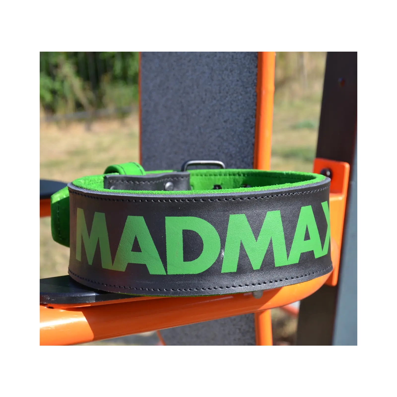 Атлетичний пояс MadMax MFB-302 Quick Release Belt шкіряний Black/Green XXL (MFB-302_XXL) зображення 2