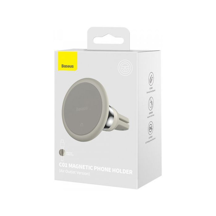 Универсальный автодержатель Baseus Magnetic (на решетку) creamy-white (SUCC000102) изображение 7