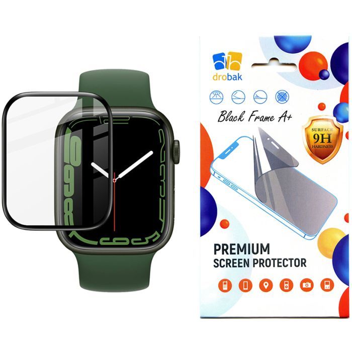 Скло захисне Drobak Apple Watch Series 9 45mm Black Frame A+ (323211)