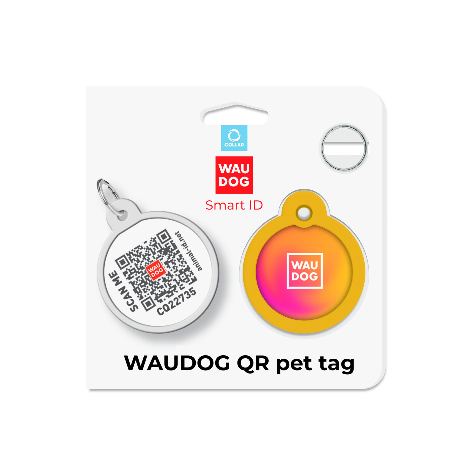 Адресник для тварин WAUDOG Smart ID з QR паспортом "Градієнт помаранчевий", коло 25 мм (225-4035) зображення 5