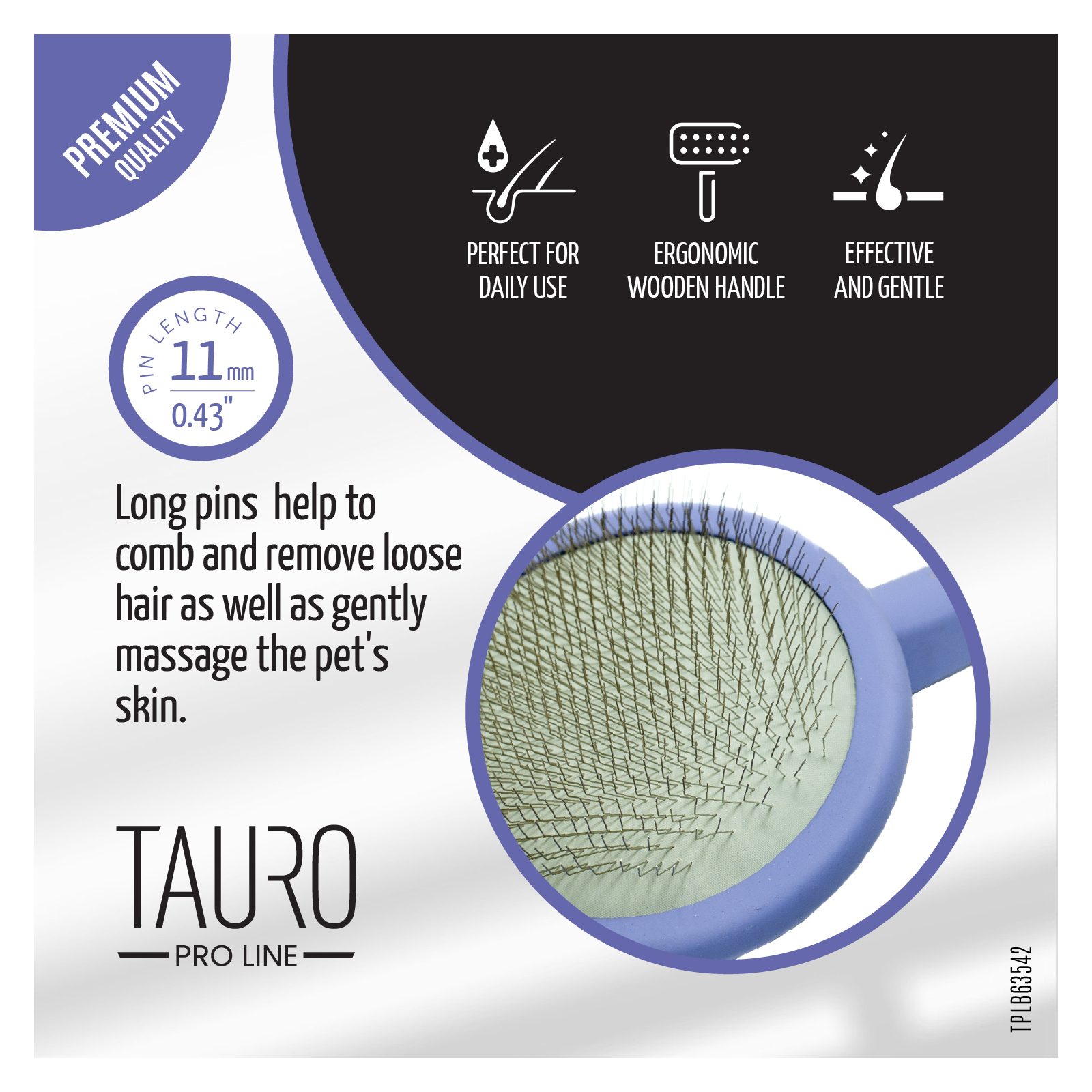 Расческа для животных Tauro Pro Line круглый M, зубцы 11 мм purple (TPLB63542) изображение 3