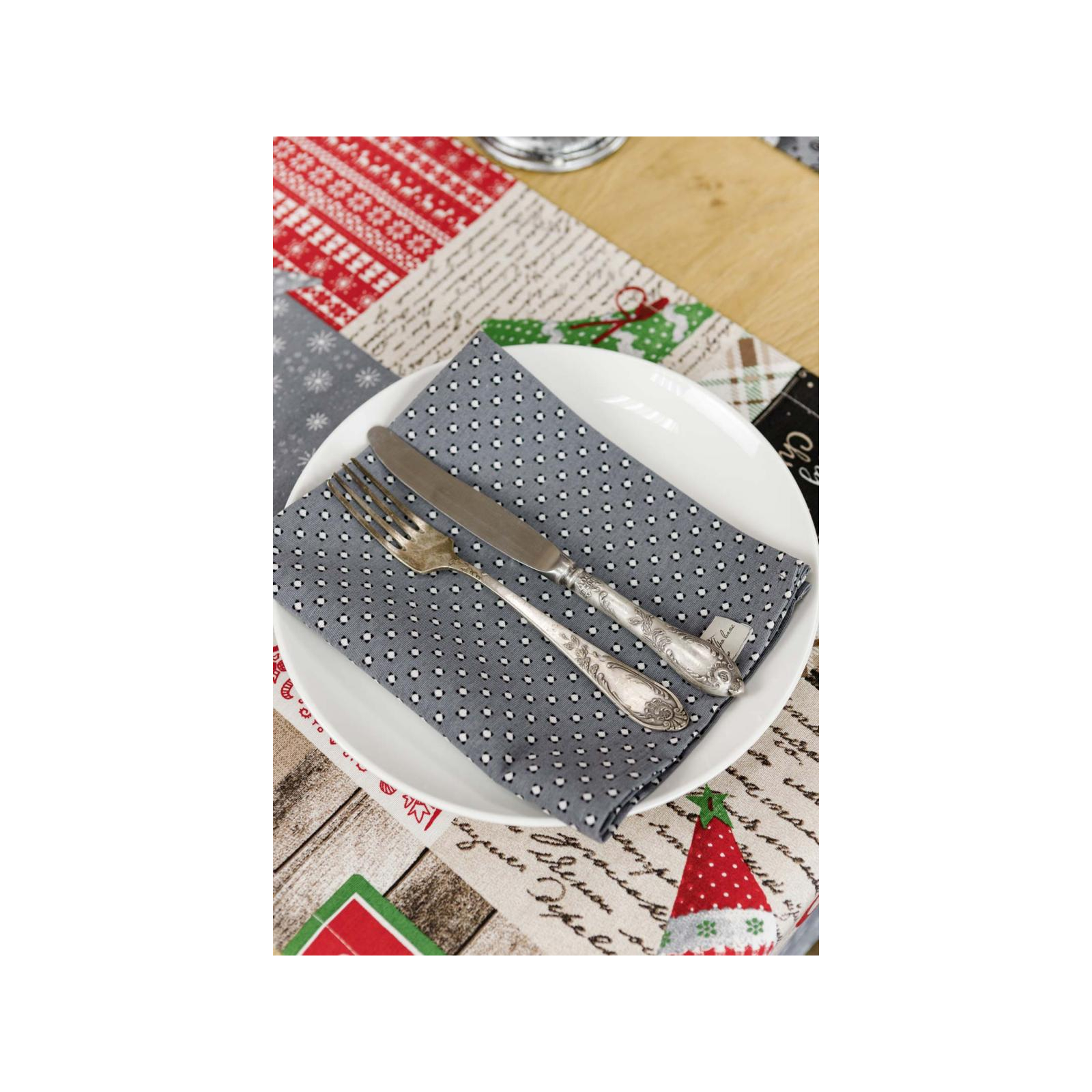 Серветка на стіл Прованс Merry Christmas сіра 35x45 см (4823093448780) зображення 2