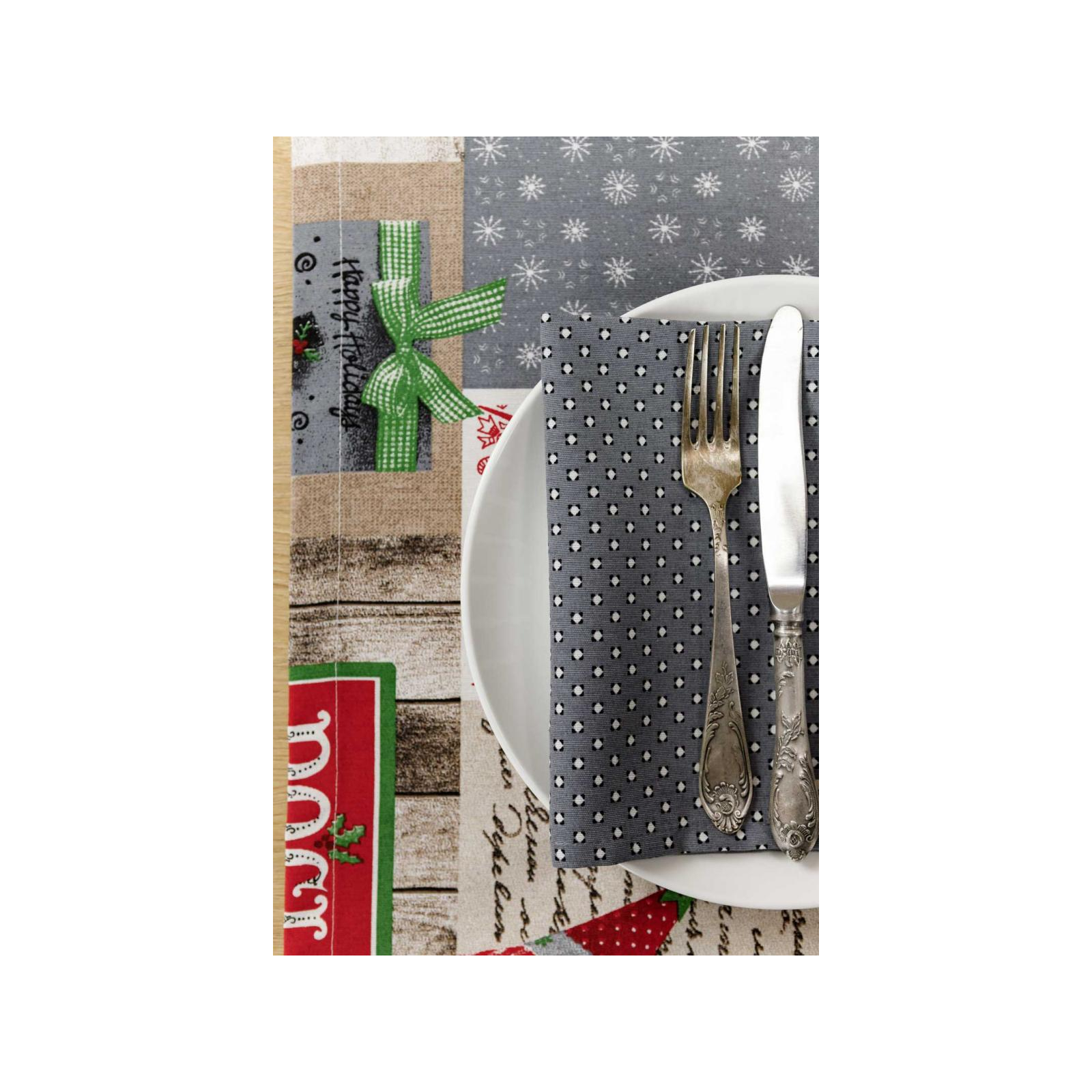 Серветка на стіл Прованс Merry Christmas сіра 35x45 см (4823093448780) зображення 4