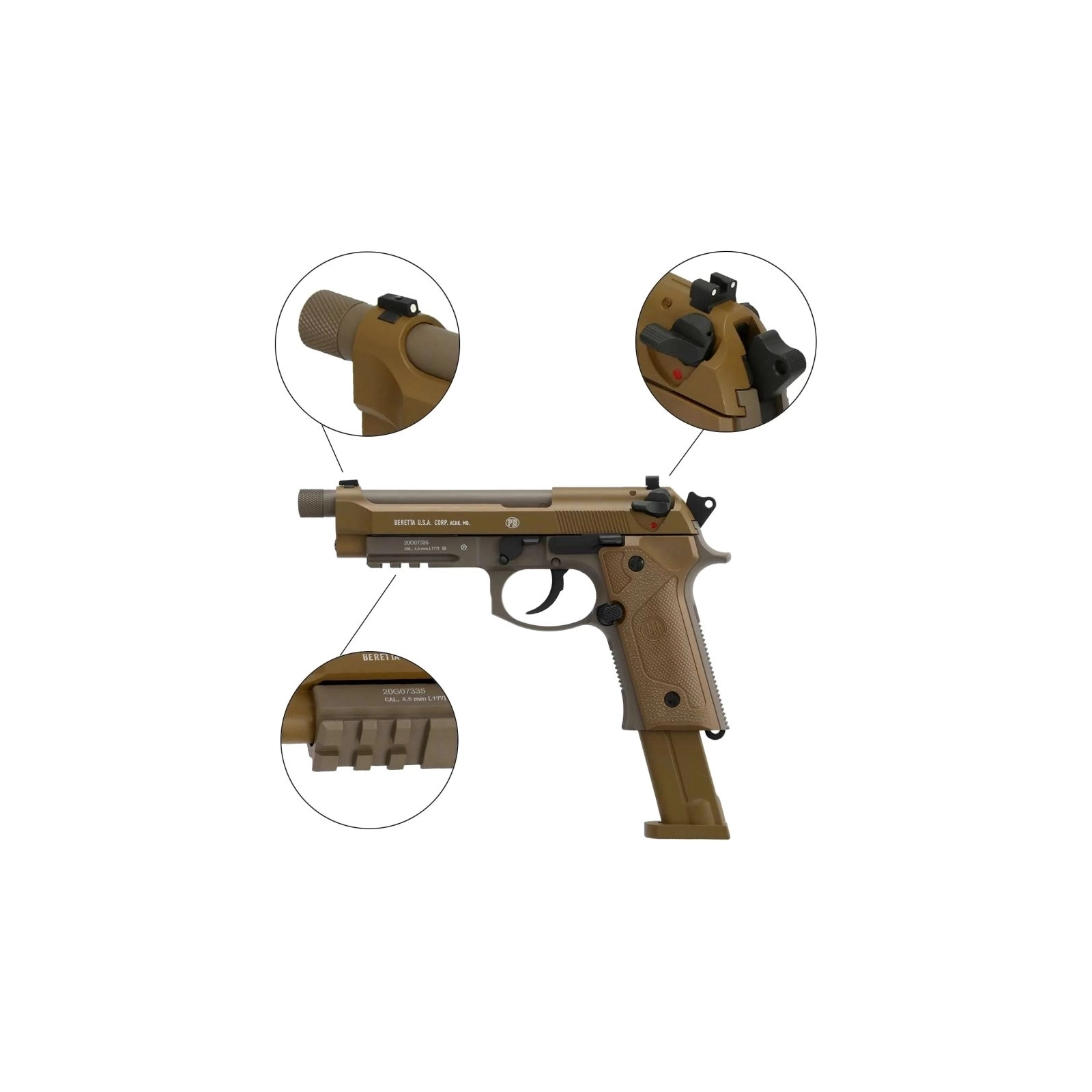 Пневматический пистолет Umarex Beretta M9A3FDE Blowback (5.8347) изображение 6