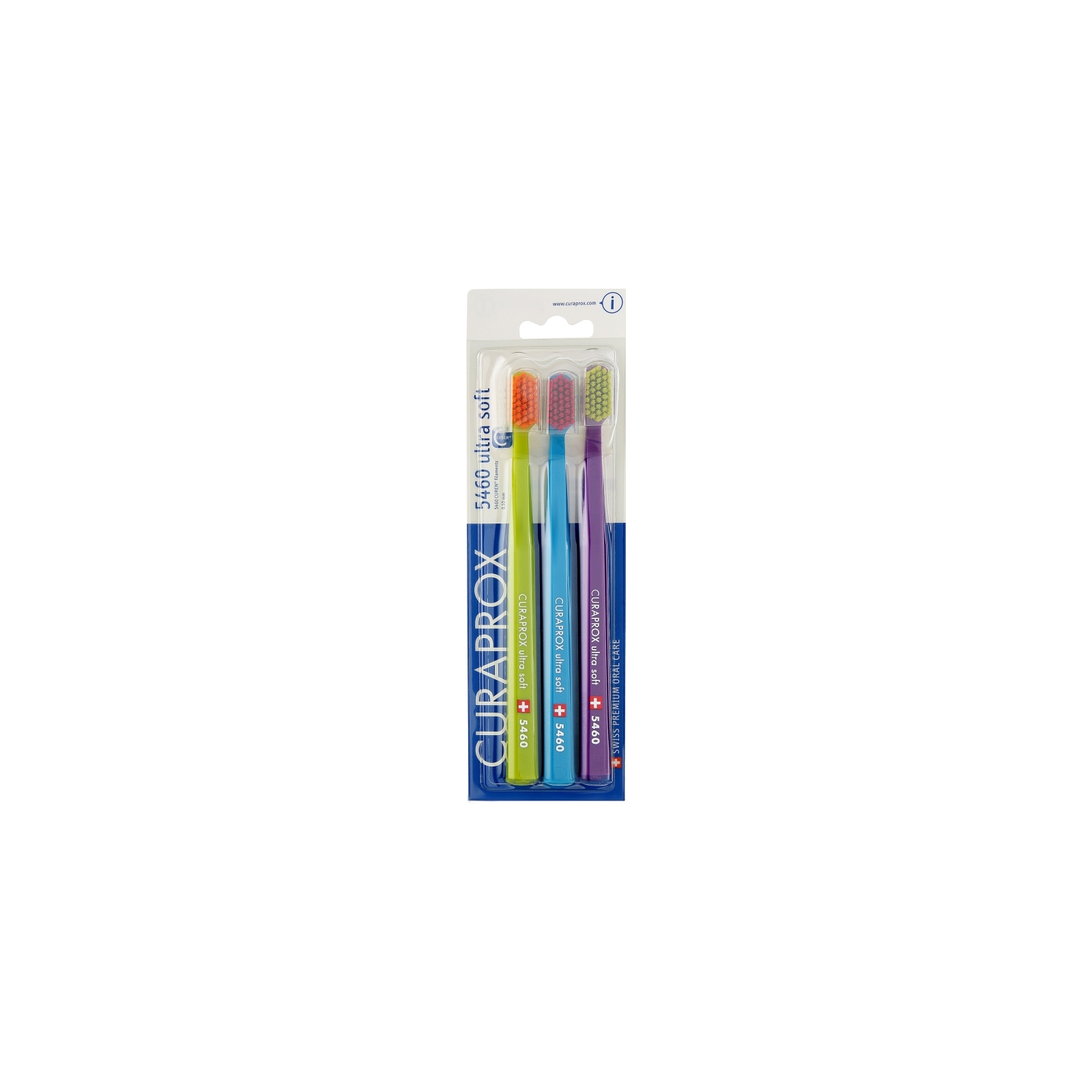 Зубна щітка Curaprox CS 5460 Ultra Soft Ультрам'яка Салатова + Синя + Фіолетова 3 шт. (CS 5460/3-03)