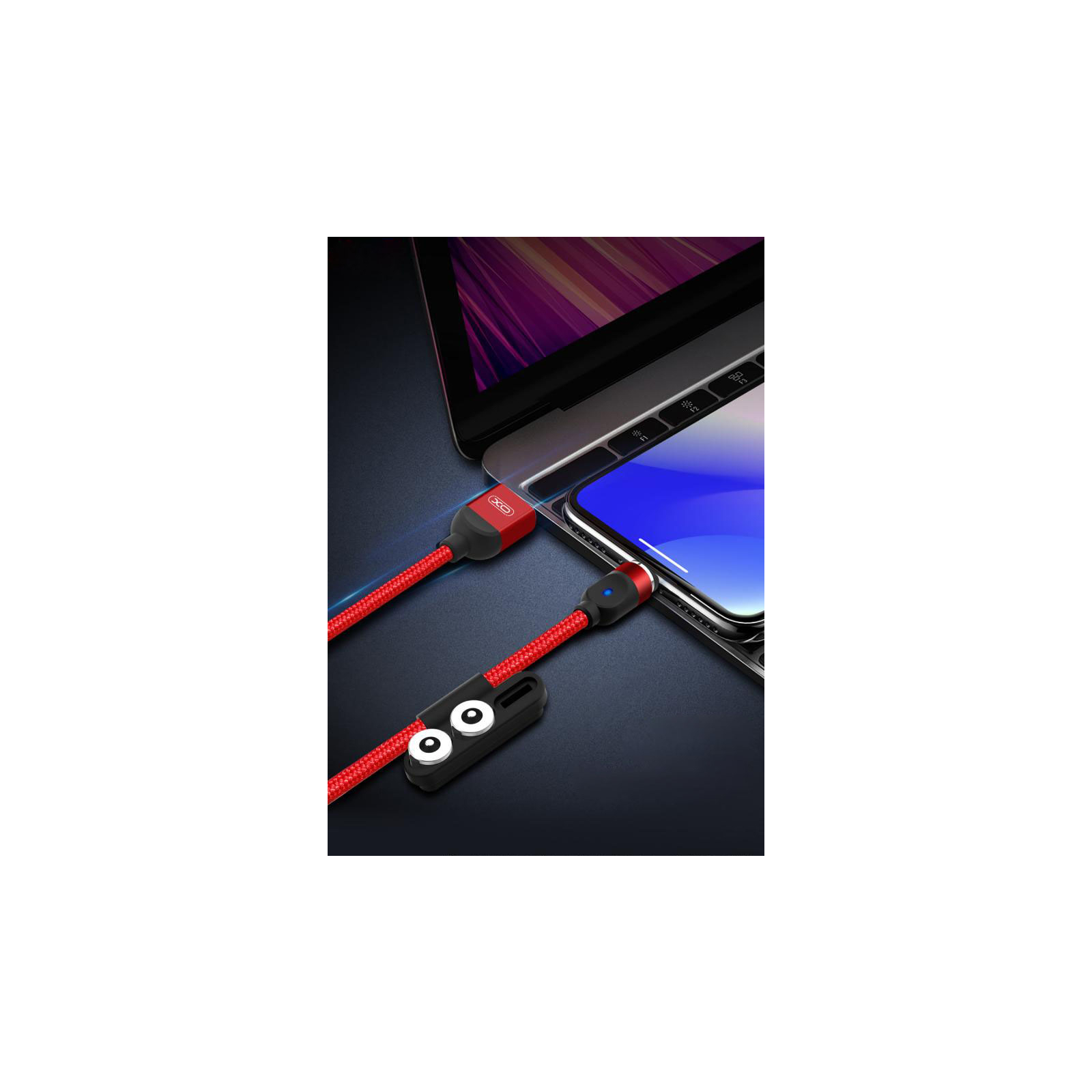 Дата кабель USB 2.0 AM to Lightning + Micro 5P + Type-C NB128 Magnetic Red XO (XO-NB128-RD) изображение 4