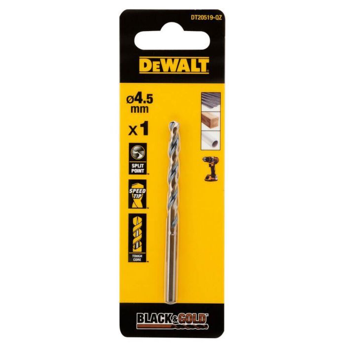 Сверло DeWALT по металлу Black & Gold,HSS-G, 4.5 х 80 х 47 мм (DT20519)