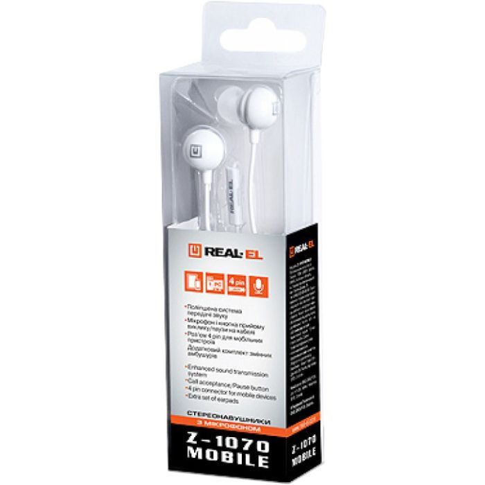 Наушники REAL-EL Z-1070 Mobile White (EL124100032) изображение 2