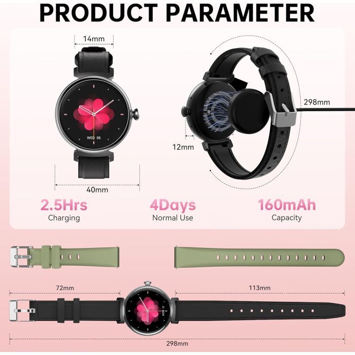 Смарт-годинник OUKITEL BT30 Black with black and green belt (6931940742269) зображення 6