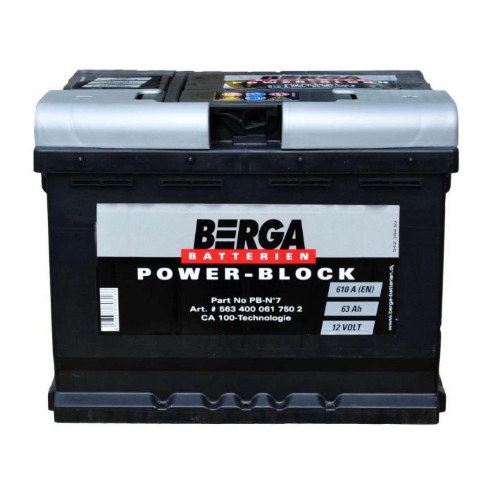 Аккумулятор автомобильный Berga Power Block 63Ah Ев (-/+) (610EN) (5634000617502)