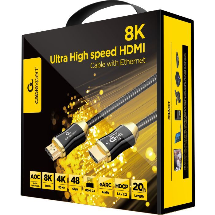 Кабель мультимедийный HDMI to HDMI 20.0m V.2.1, 8K 60Hz/4K 144Hz Optical Cablexpert (CCBP-HDMI8K-AOC-20M-EU) изображение 3