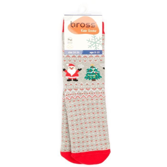 Носки детские Bross новогодние махровые (10436-8-10-gray)