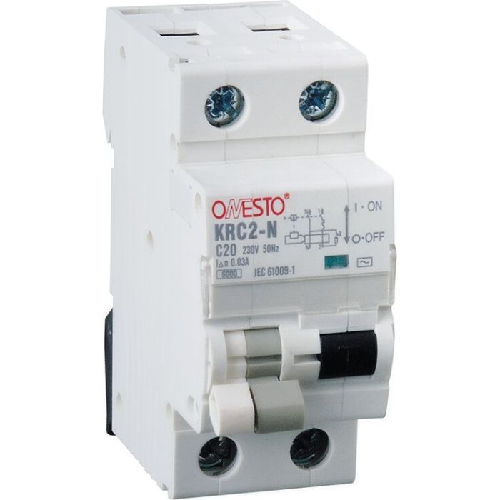 Диференціальний автоматичний вимикач ONESTO 1п+N, 32А, 300A , тип AC, RCBO (KRC2-N)