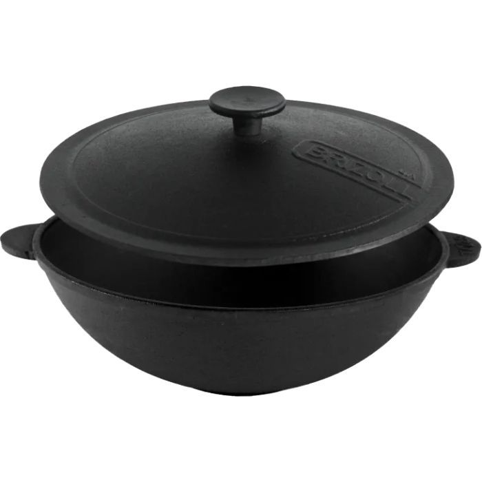 Сковорода Brizoll чавунна WOK з чавунною кришкою 3,7 л 280х96 мм (W28-1)