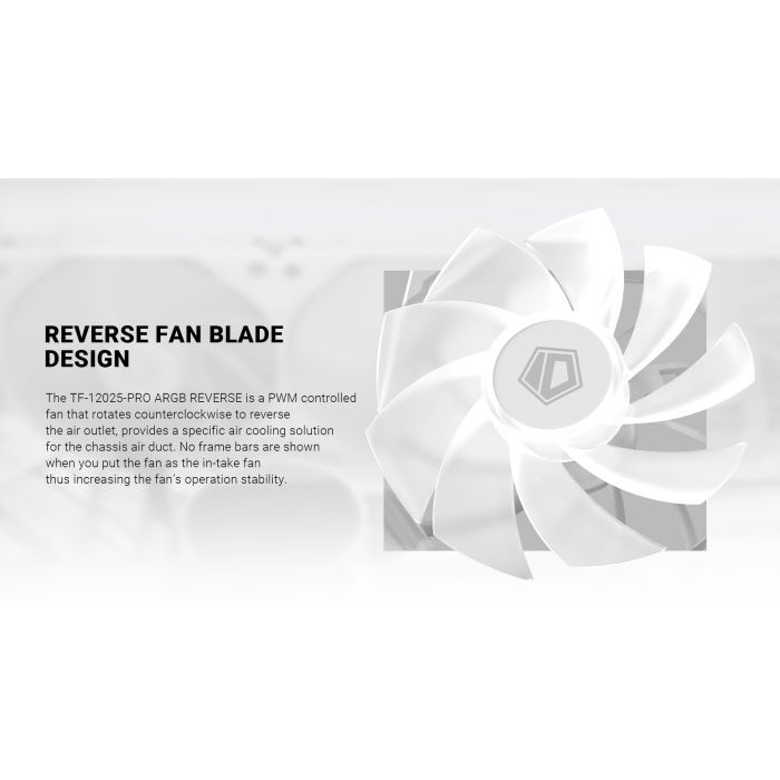 Кулер для корпуса ID-Cooling TF-12025-PRO ARGB REVERSE WHITE изображение 10