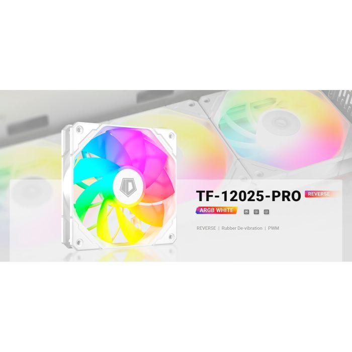 Кулер для корпуса ID-Cooling TF-12025-PRO ARGB REVERSE WHITE изображение 9
