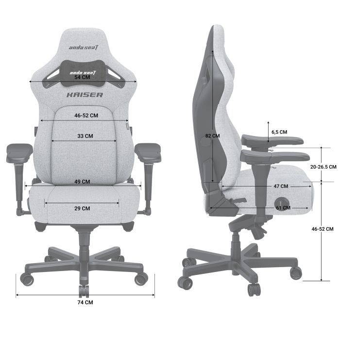 Кресло игровое Anda Seat Kaiser 4 Fabric Size L Black (AD12YDDC-L-20-B-CF) изображение 8