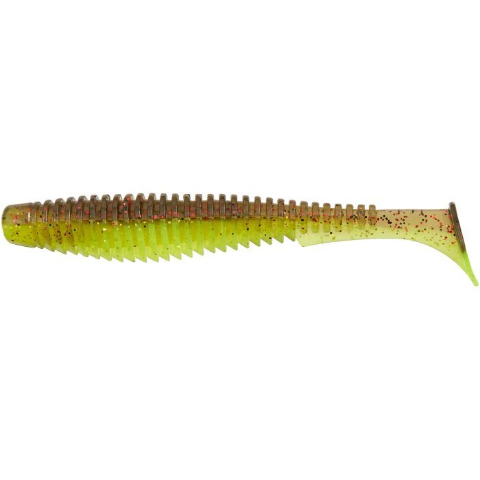 Силикон рыболовный FishUP U-Shad 4" 203 - Green Pumpkin/Flo Chartreuse (8шт/уп) (1864.11.20)