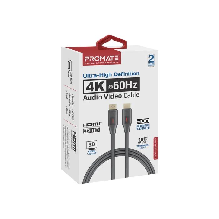 Кабель мультимедійний HDMI to HDMI v.2.0 prolink4k60-300 Promate (prolink4k60-300) зображення 2