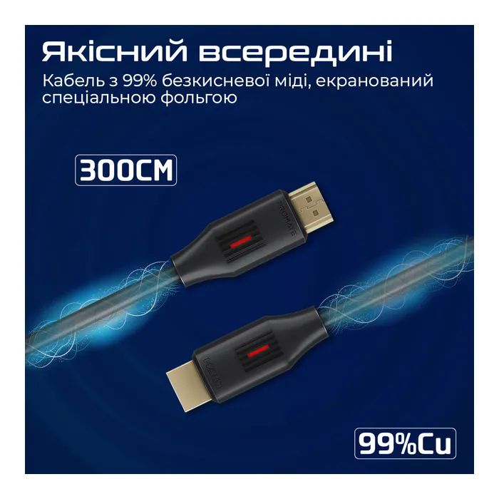 Кабель мультимедійний HDMI to HDMI v.2.0 prolink4k60-300 Promate (prolink4k60-300) зображення 5