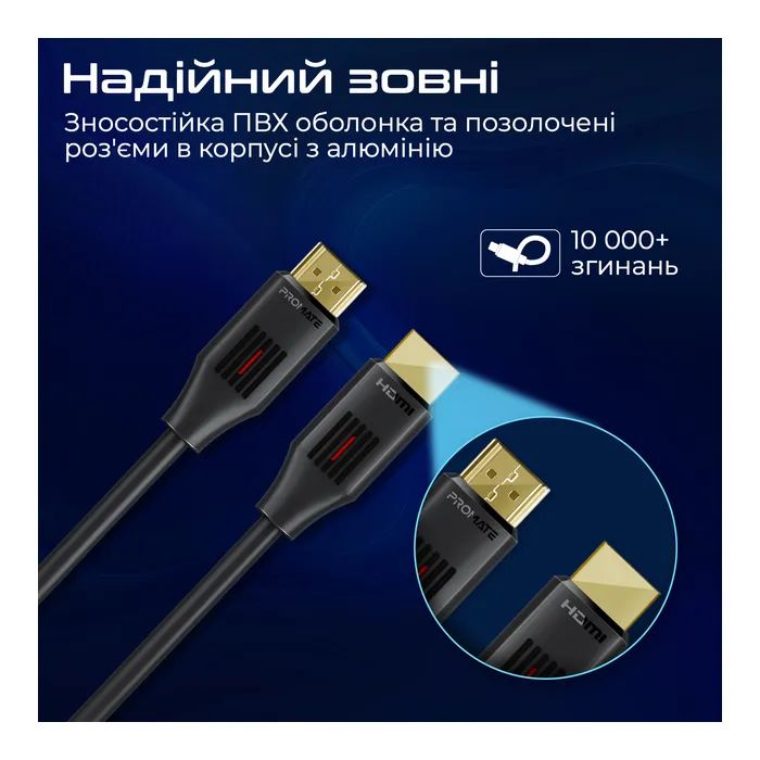 Кабель мультимедійний HDMI to HDMI v.2.0 prolink4k60-300 Promate (prolink4k60-300) зображення 6