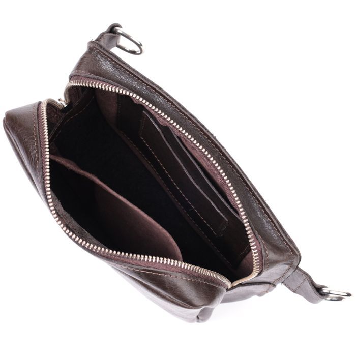 Сумка Grande Pelle Бананка из натуральной кожи Коричневая (22575) изображение 10