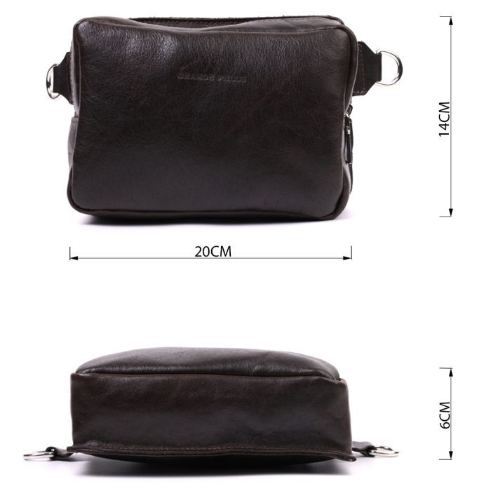 Сумка Grande Pelle Бананка из натуральной кожи Коричневая (22575) изображение 2