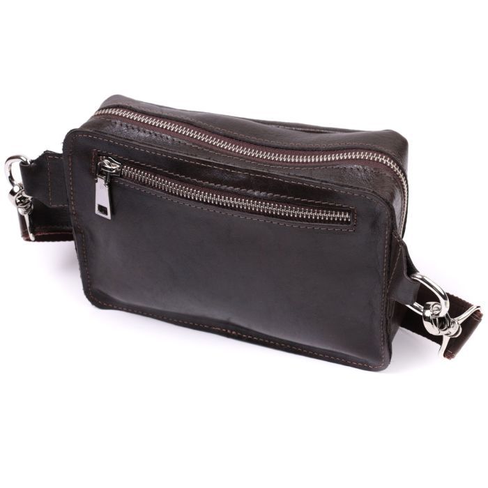 Сумка Grande Pelle Бананка из натуральной кожи Коричневая (22575) изображение 4