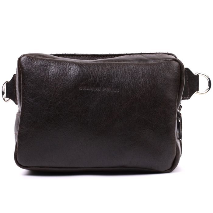 Сумка Grande Pelle Бананка из натуральной кожи Коричневая (22575) изображение 5