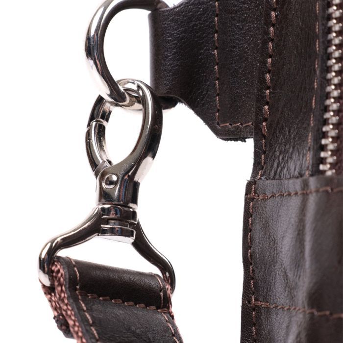 Сумка Grande Pelle Бананка из натуральной кожи Коричневая (22575) изображение 9