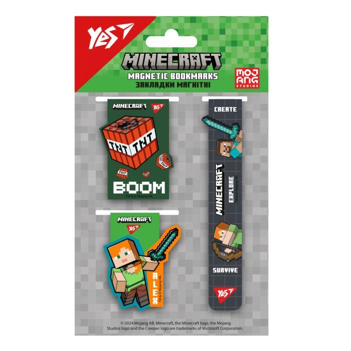 Закладки для книг Yes магнітні Minecraft Boom 3 шт (708345) зображення 2