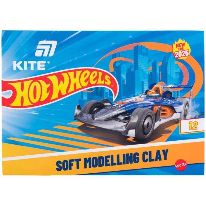 Пластилин Kite Hot Wheels восковий, 12 кольорів, 240 г (HW25-1086-1)