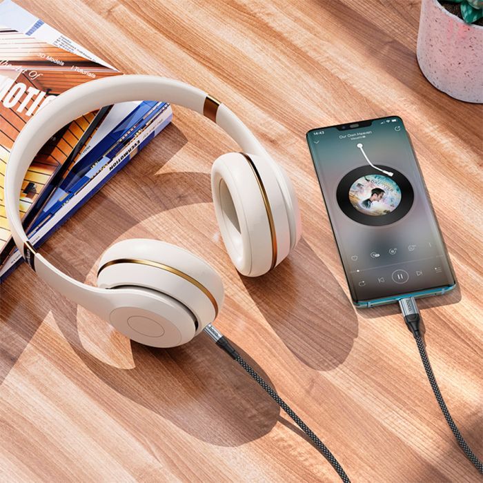 Кабель мультимедійний USB-C to 3.5mm M 1.0m Black HOCO (6942007608824) зображення 8