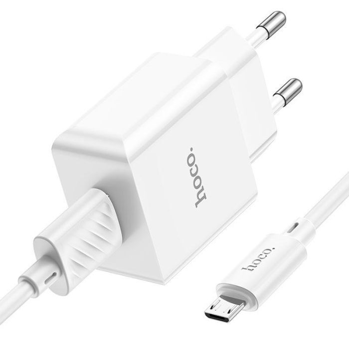 Зарядное устройство HOCO C106A Leisure USB + cable USB to Micro 5P 10.5W White (6931474783905) изображение 3