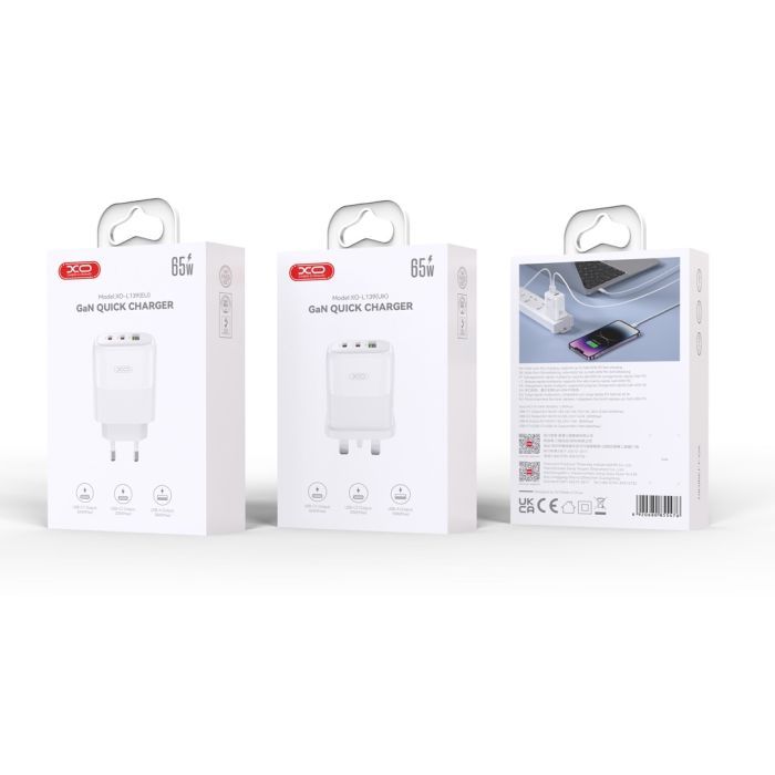 Зарядний пристрій XO L139 83W 2xUSB-C PD65W + USB-A QC18W White (L139_White) зображення 2