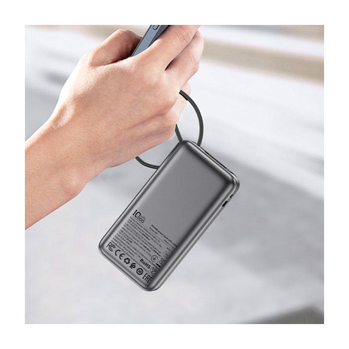 Батарея универсальная Acefast 10000mAh 30W PD, USB-C witch cable, USB-A, Li-Pol, M7 Black (6974316283379) изображение 5
