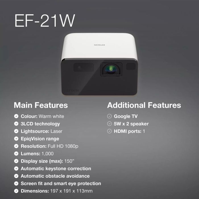 Проектор Epson EF-21W (V11HB35040) изображение 5