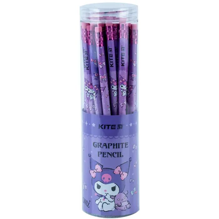 Олівець графітний Kite Kuromi круглий, з гумкою, НВ (HK24-056) зображення 2