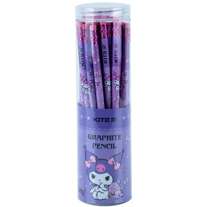 Олівець графітний Kite Kuromi круглий, з гумкою, НВ (HK24-056) зображення 2