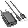 Зарядное устройство HOCO C134A USB + cable USB to USB-C 2.4A black (6942007621359)