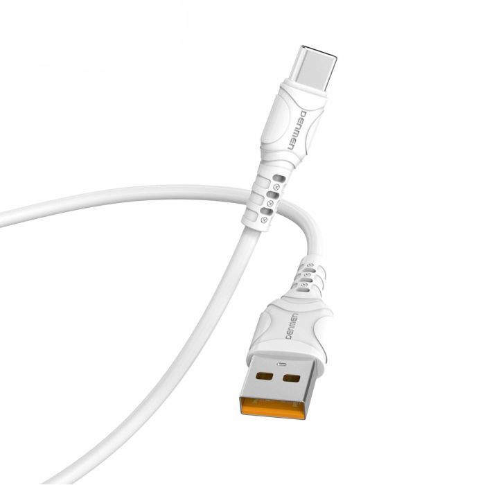 Дата кабель USB 2.0 AM to USB-C 1.0m 2.4A silicone white Denmen (DM-D06T-WH) изображение 2