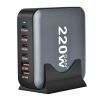 Зарядное устройство XoKo 1xUSB-С PD100W + 1xUSB-С PD45W + 2xUSB-С PD20W + 2xUSB QC18W 220W GaN (QC-220)