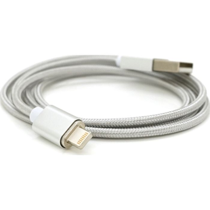 Дата кабель USB 2.0 to Lightning 1.0m 2A magnetic nylon silver Voltronic (YT-MCFB-L/S/13190/09165)