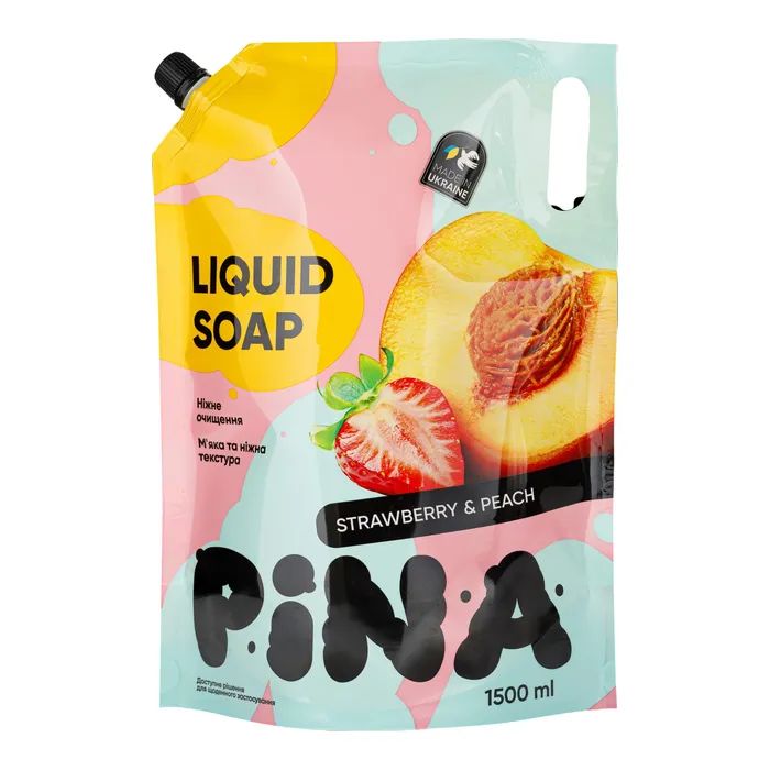 Жидкое мыло Pina Strawberry and peach Дой-пак 1500 мл (4820287020425)