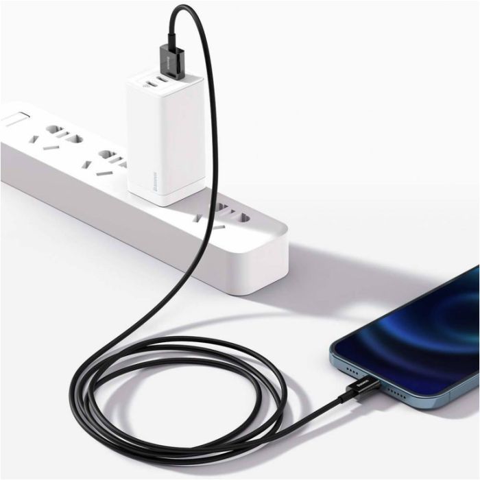 Дата кабель USB 2.0 AM to Lightning 2.0m 2.4A black Baseus (CALYS-C01) зображення 5